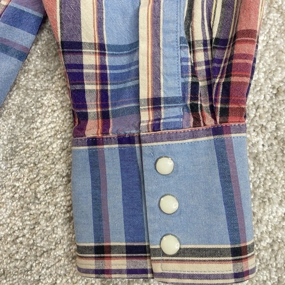 Wrangler Western‎ Shirt Mens XL Blue Plaid Pearl Snap Long Sleeve MG2001M